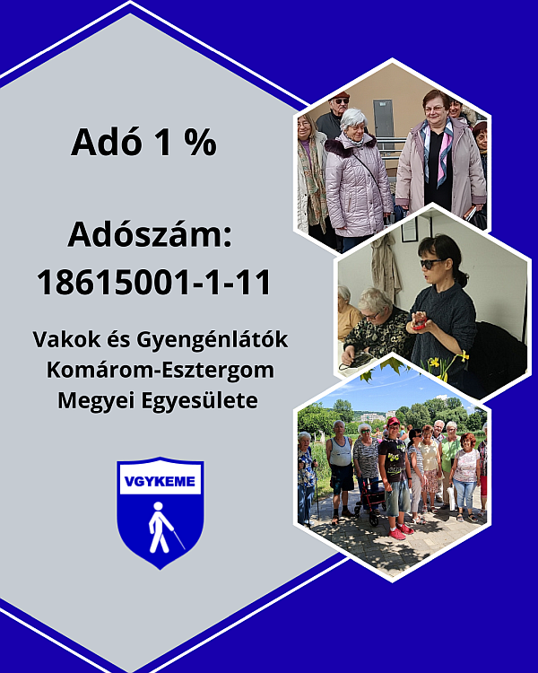 Adó 1 % felajánlás - adószám: 18615001-1-11 - VGYKEME 